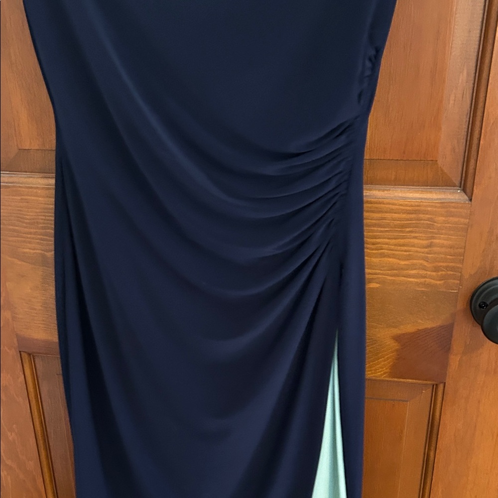 Chaps Two-Tone Sheath Dress Navy and Mint size M with side ruching - Picture 4 of 6